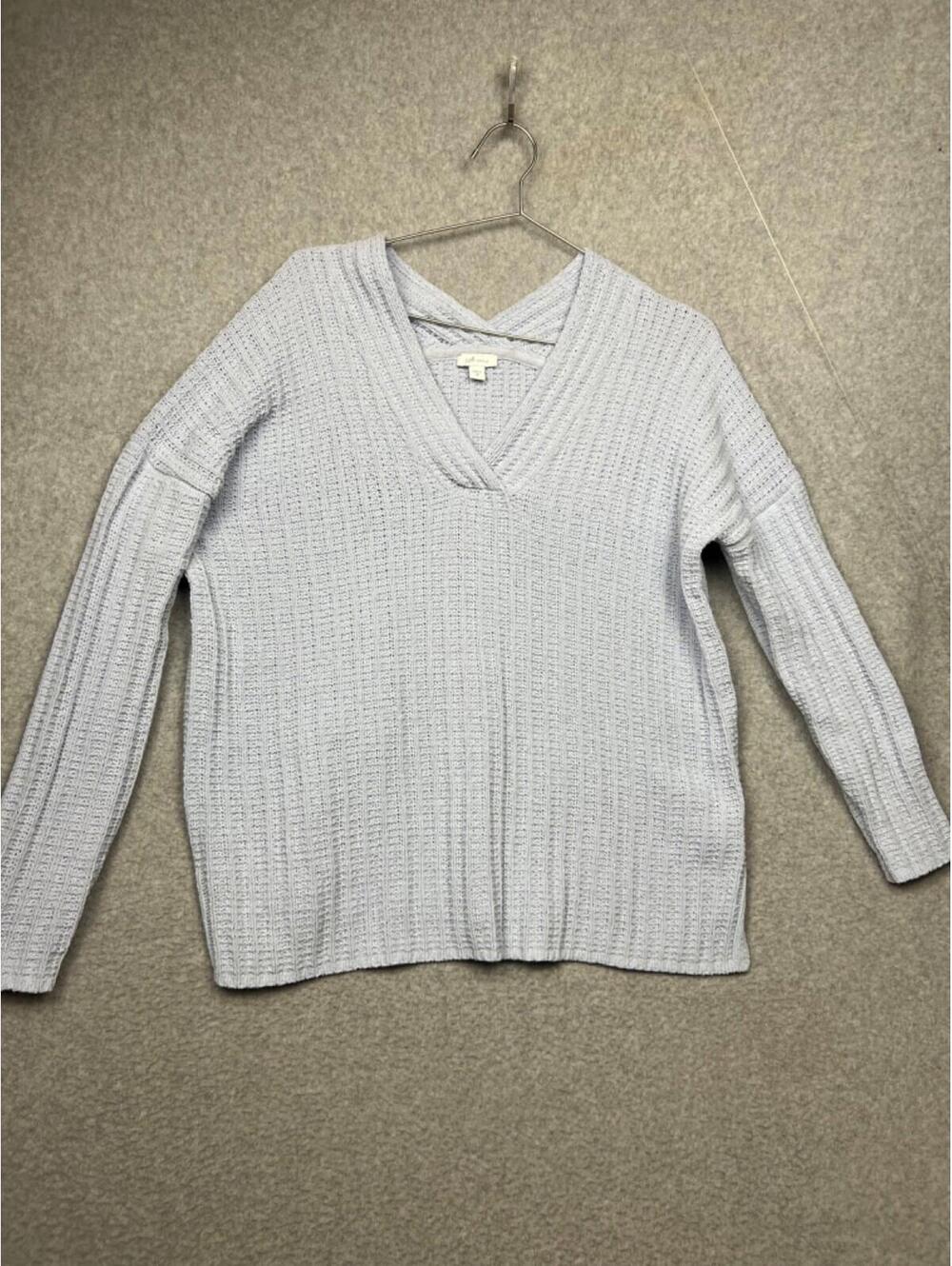 J. Jill Chenille Oversized Sweater V Neck Pullover Womens M Baby Blue Soft Cozy